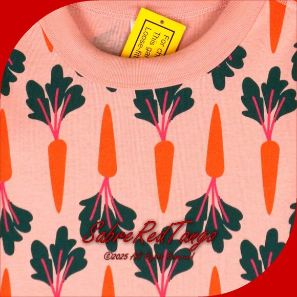 NWT Hanna Andersson Organic Long Johns Pajamas Clover's Carrots Print 120 6 7 - Picture 2 of 6